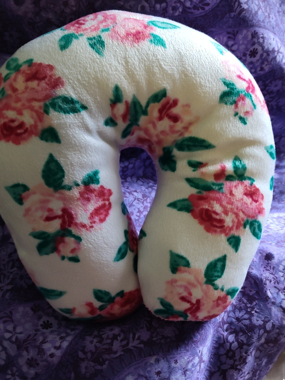 Floral U-Shape Neck Pillow - Pink & Green